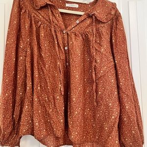 Doen Billy Jean top in tamarillo prairie paisley, size S